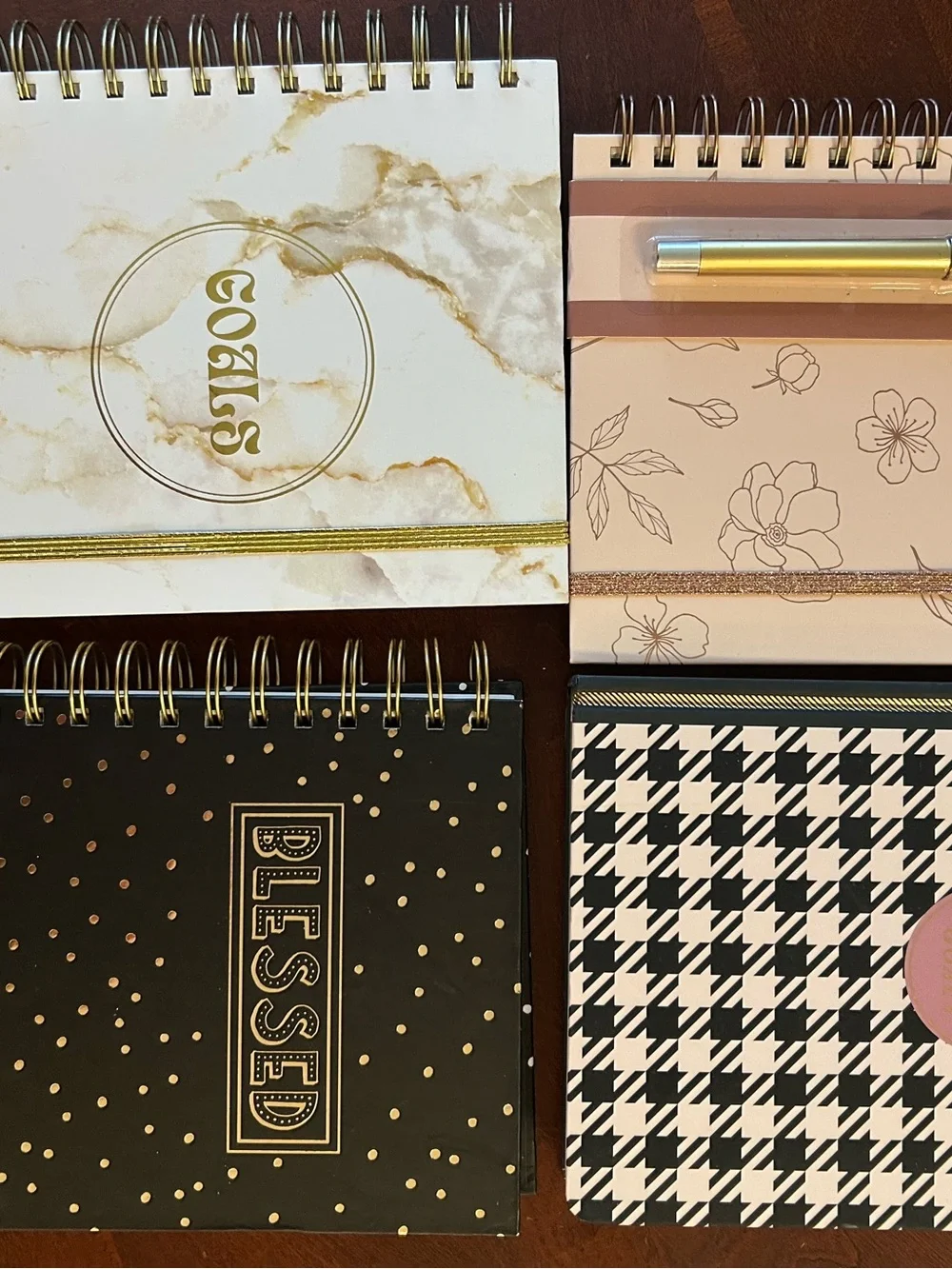 Assorted Spiral Notebooks Set — Black, White, Pink, Cream